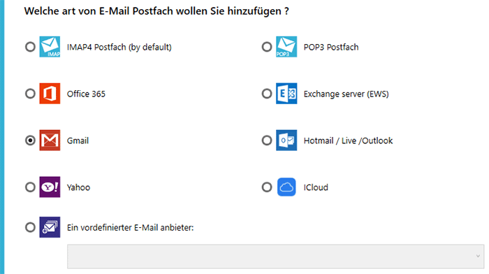 Verbindung zum E-Mail-Postfach herstellen