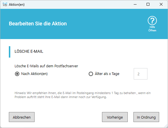 E-Mails direkt auf dem Server löschen