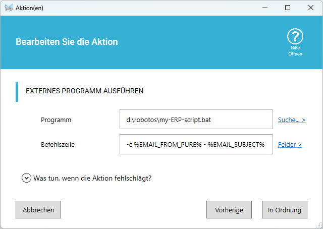 Führen Sie ein externes Programm oder Skript aus