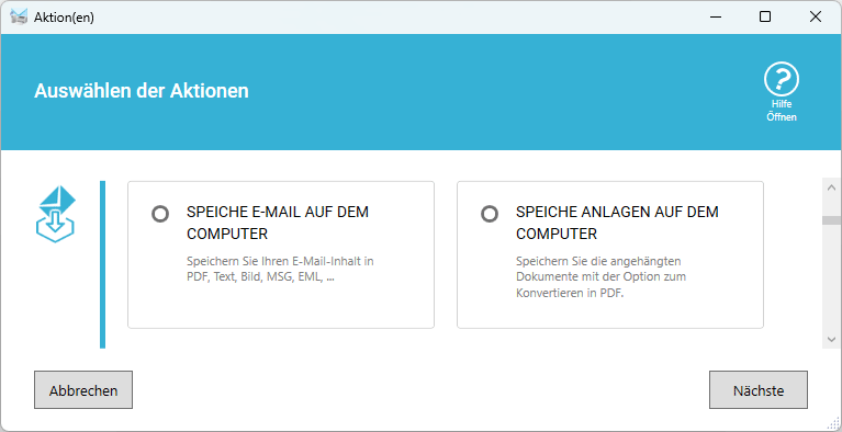 Aktionen zum automatischen Speichern von E-Mails