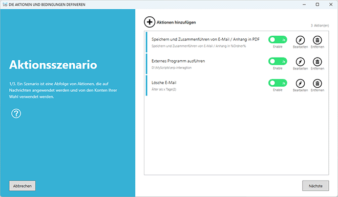 Erstellen Sie ein Szenario mit einer Aktion zur Konvertierung in PDF