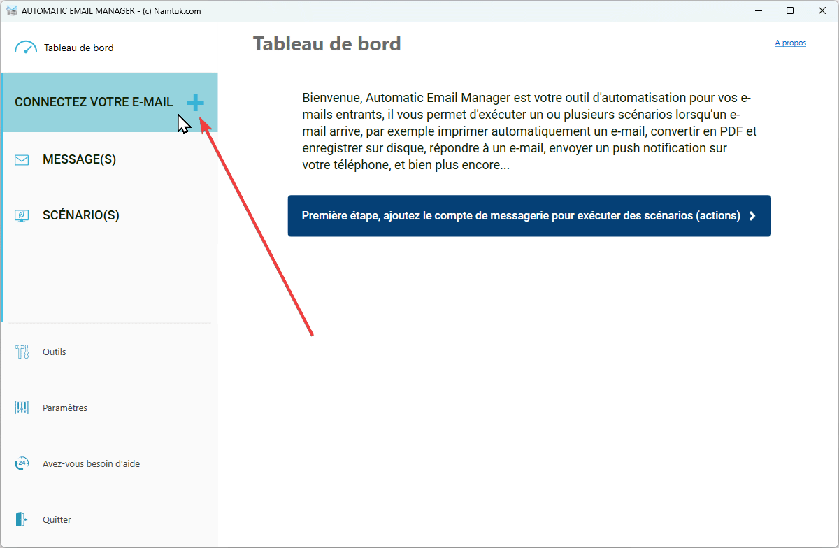 Connexion à la boite email