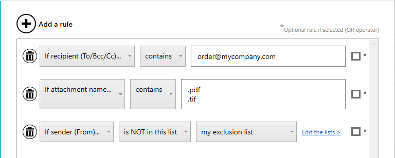 Define rules to match specific emails