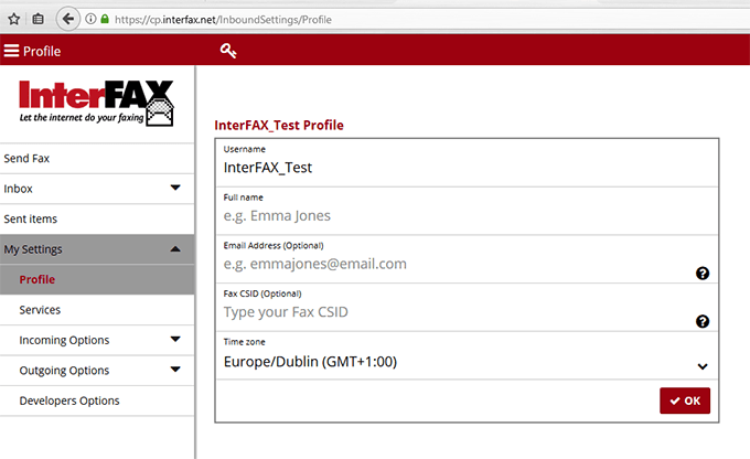 Interfax control panel