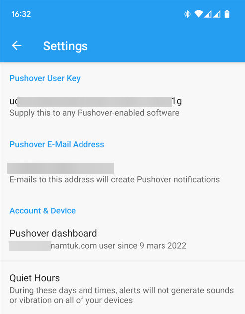 Get your Pushover token