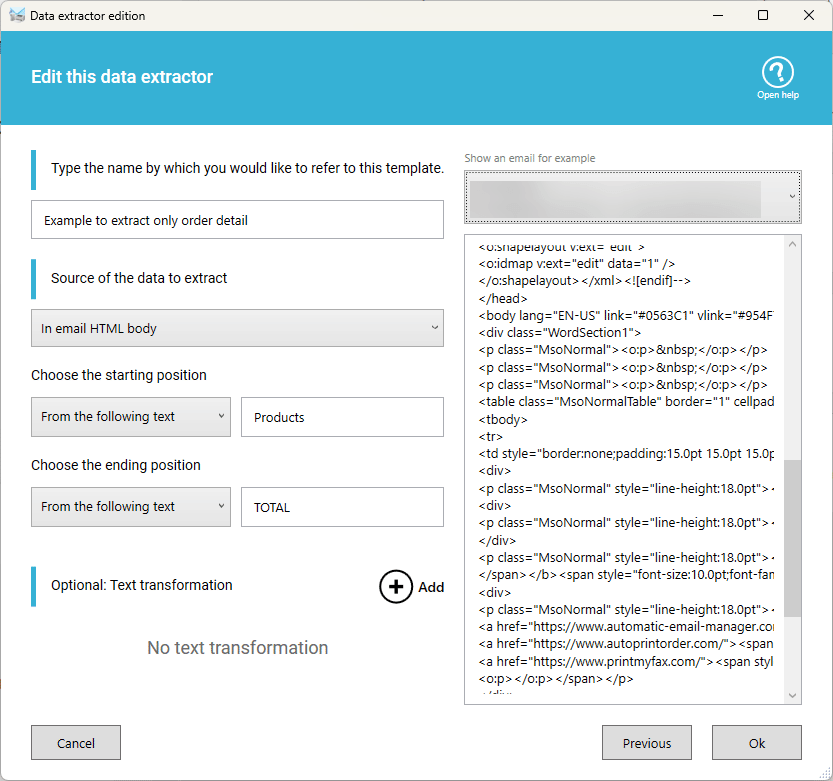 Zusätzliche E-Mail-Datenoptionen