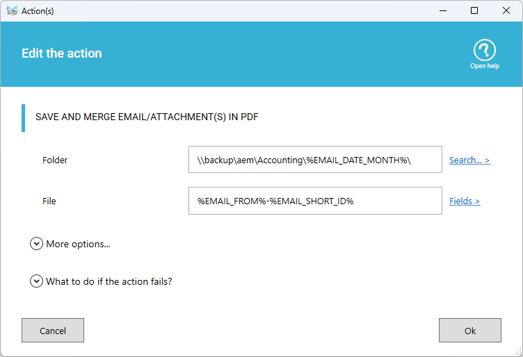 Convert email with attachments in PDF