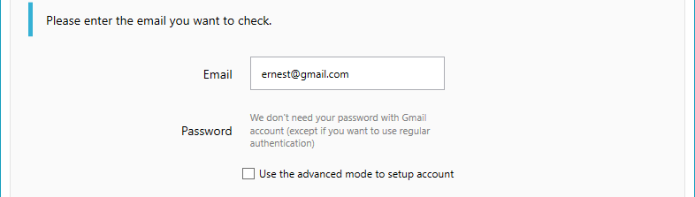 Account edition with gmail