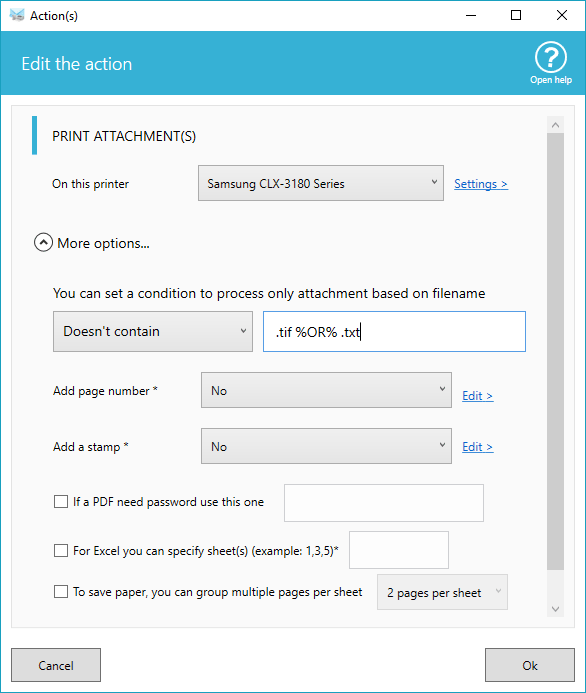 Set aem to not print tif file
