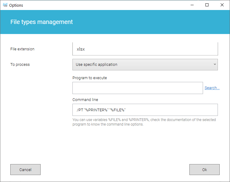 Choose to use internal or external program to print attachments