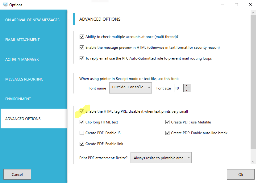 options auto email manager