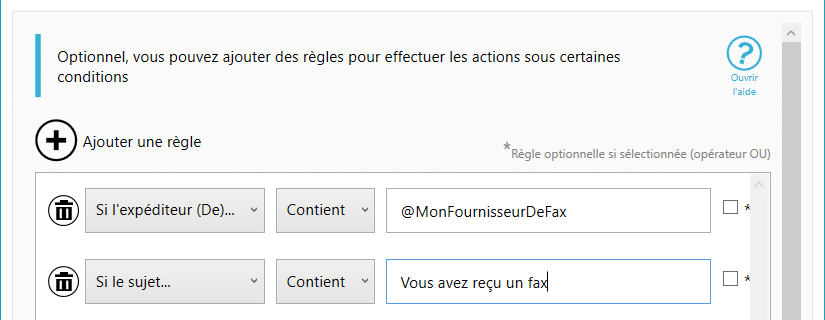 Paramètres de filtre