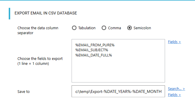 Export email in database